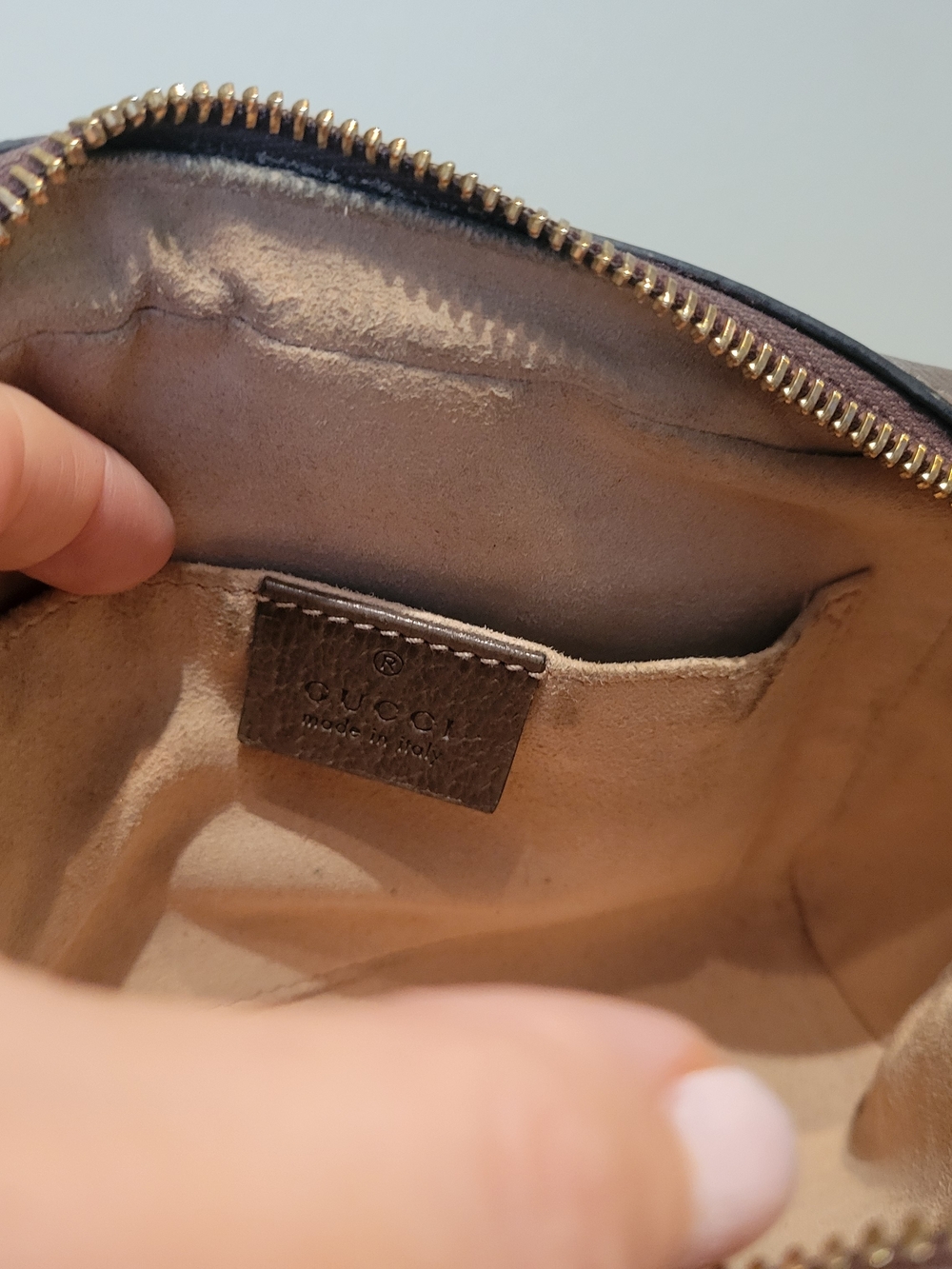 Gucci Brown Monogram Crossbody Bag with Signature Web Stripe - Picture 4 of 16